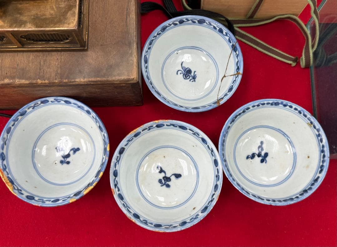 中国　嘉慶年製　染付　湯呑み4点　送料込み250504