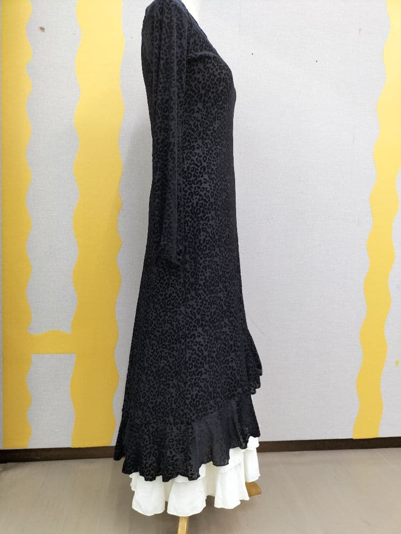 フラメンコ　ワンピース　黒ワンピースのみ販売　ベロアフロッキー加工