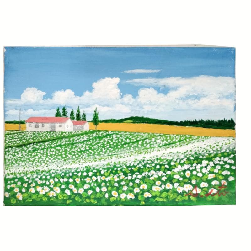 ☆伊藤正一☆「ジャガイモの花と麦畑」アクリル画　サイズSM　新品！