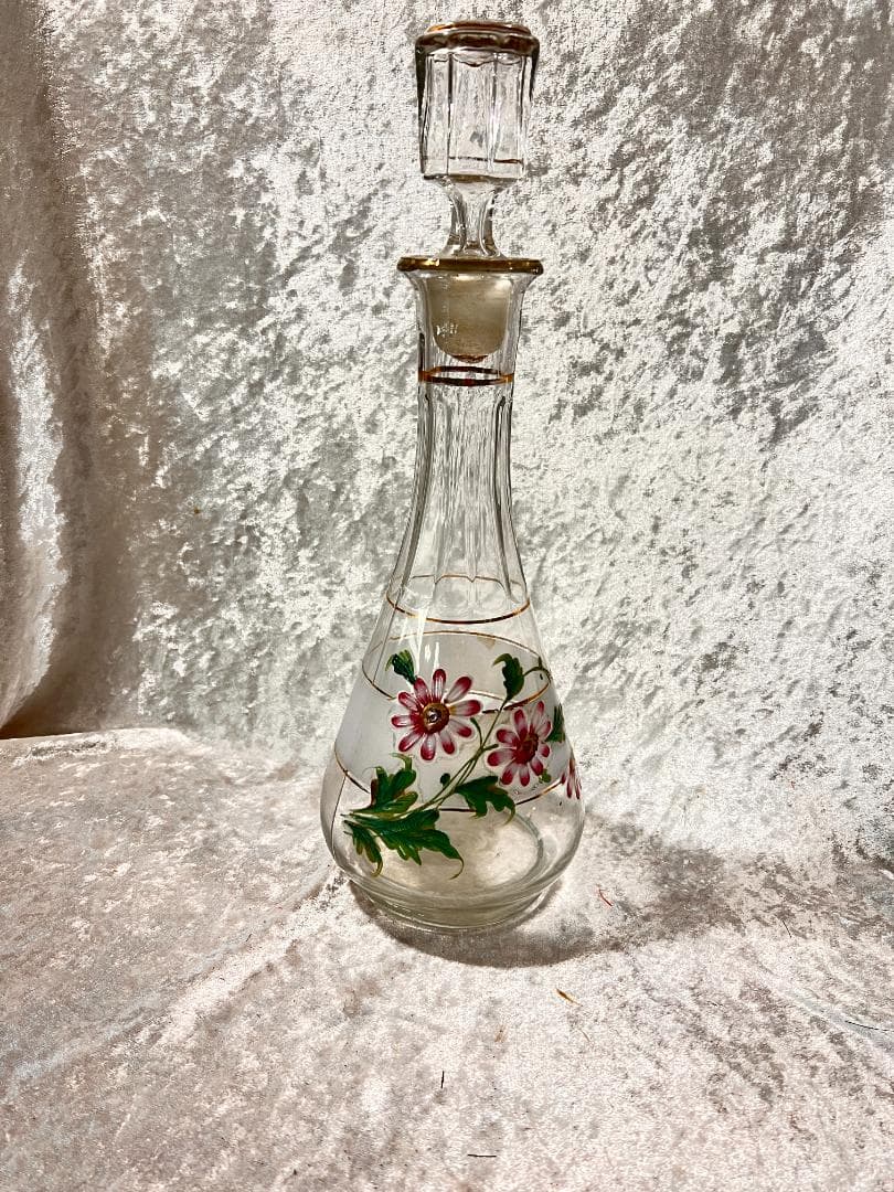 花柄ガラスデキャンタ 高さ約25cm