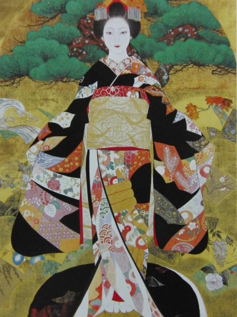 森田りえ子、舞妓・粧、希少な画集より、新品高級額装付、状態良好