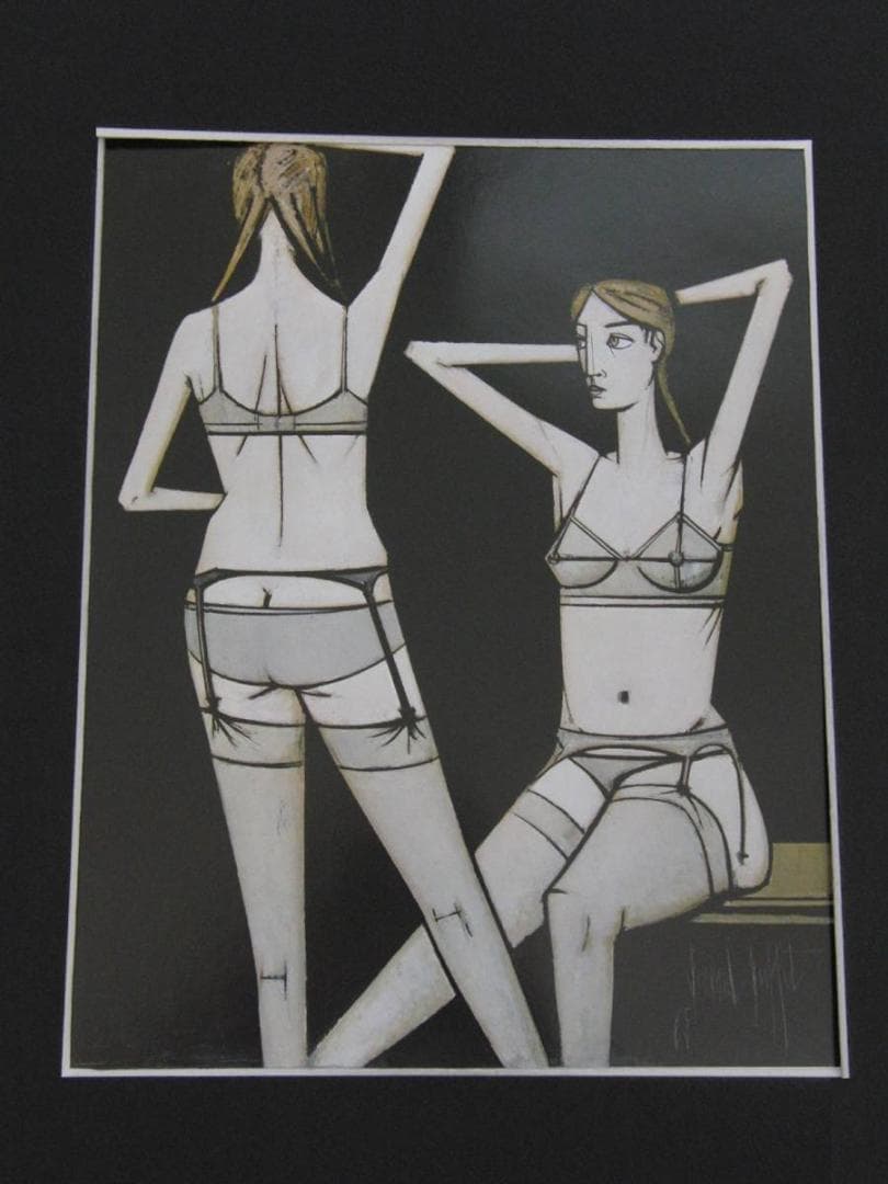 ベルナール・ビュッフェ「Deux femmes」希少画集の額装画、人気作品