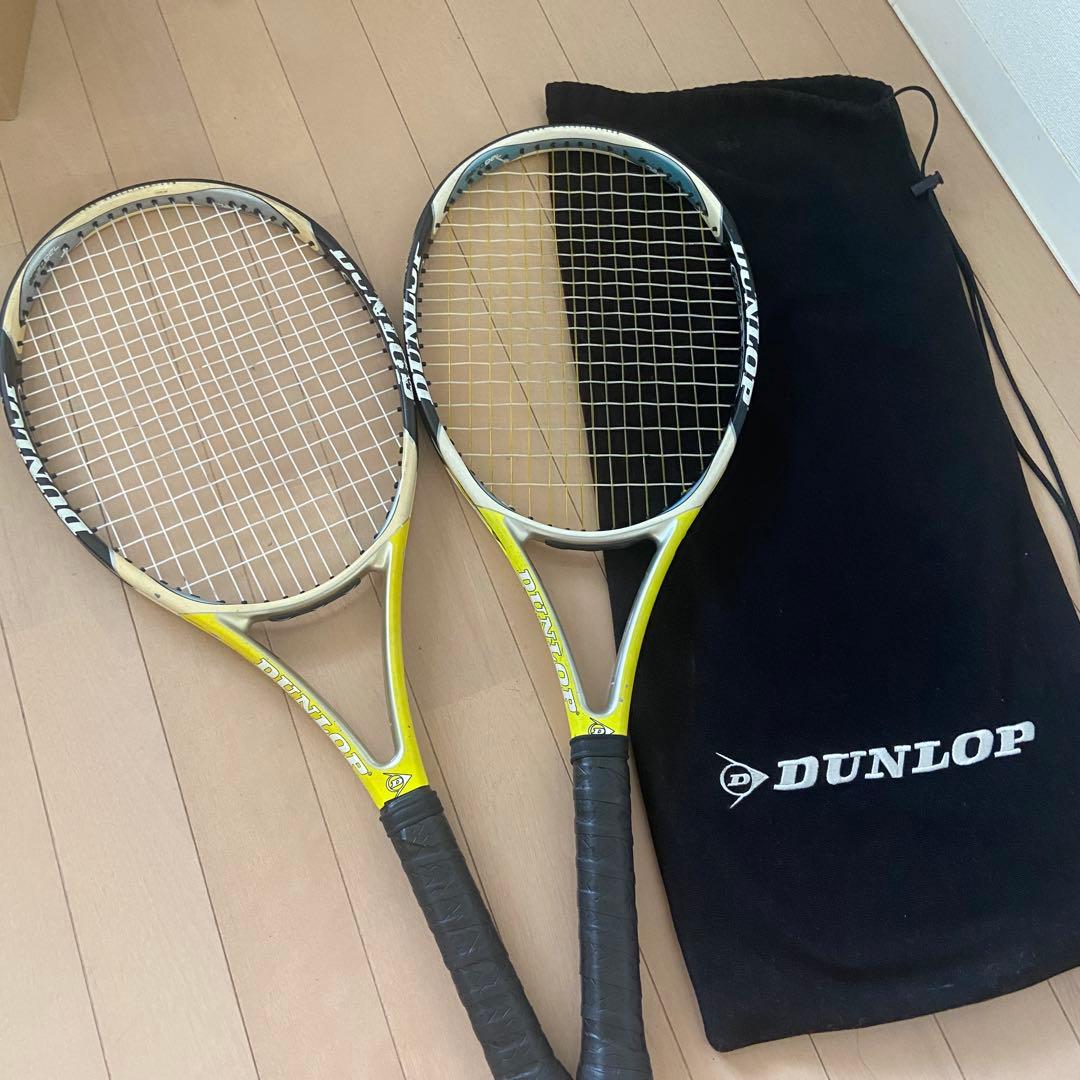【安心メルカリ便】ラケット2本　ダンロップ　黄色　カバー付き