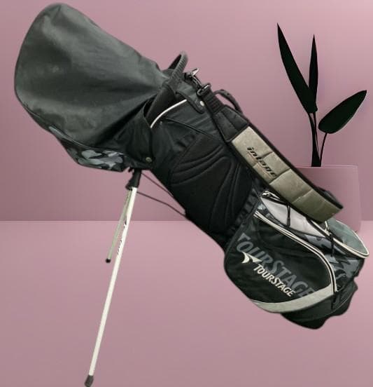 送料無料/超美品TOURSTAGE キャディバッグ ブラック/カモフラージュ