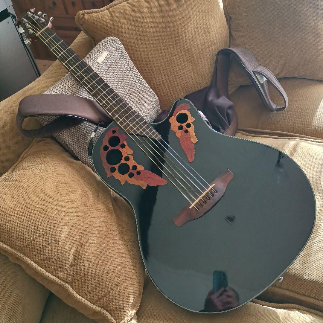 超美品　低弦高　Ovation エレアコギター 黒　Elite　おまけ付き