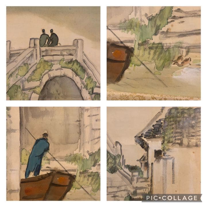 橋本関雪　青江水暖図　( 春江水暖図 ) アート　掛軸　彩色　風物画　近代アート