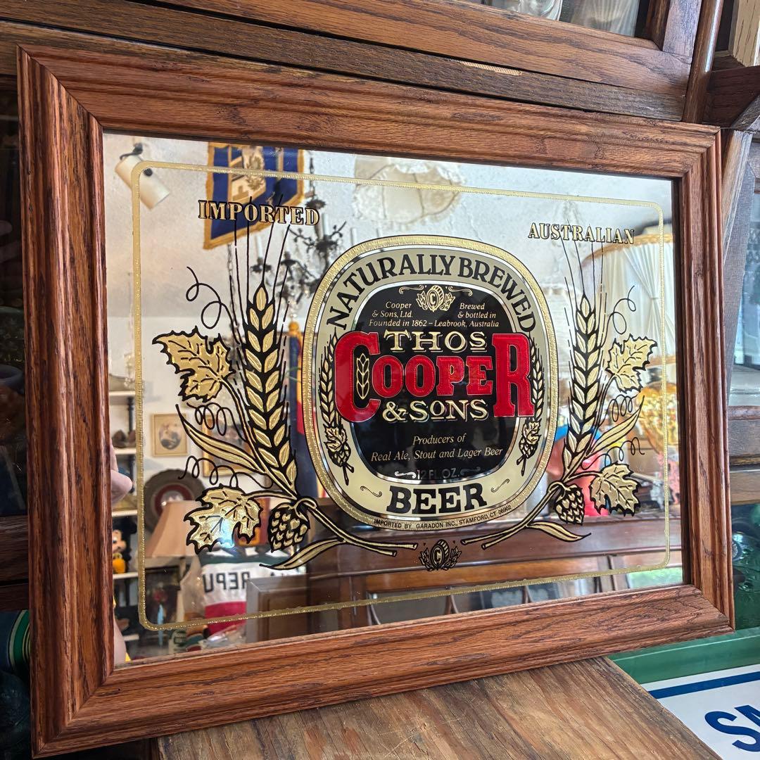 貴重！COOPER BEERアメリカアンティーク　パブミラーUSA 鏡　お酒看板