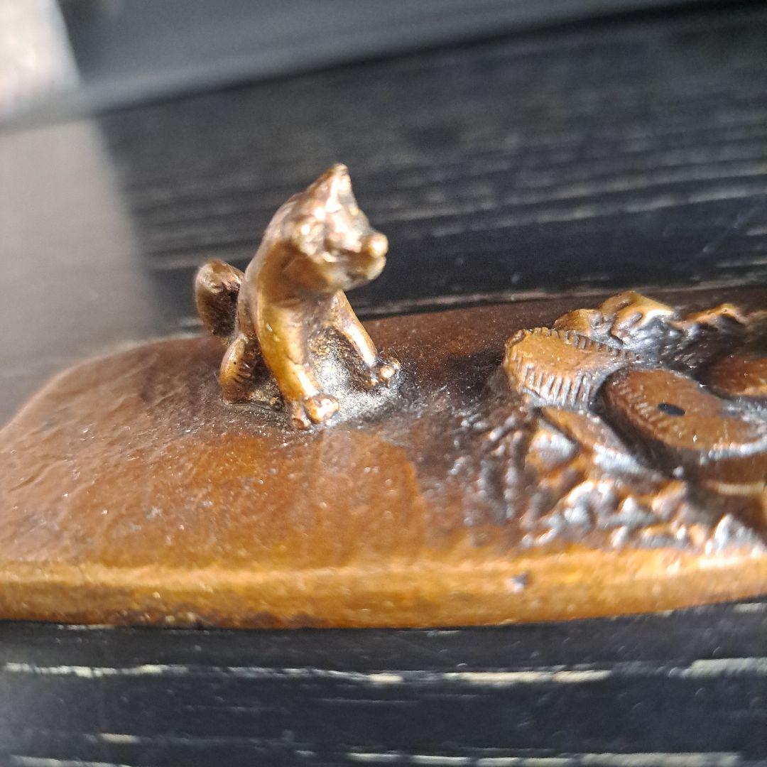 書道具　高岡銅製　花咲爺さん　下尾治彦作　 [ここ掘れワンワン] 小判がザクザク