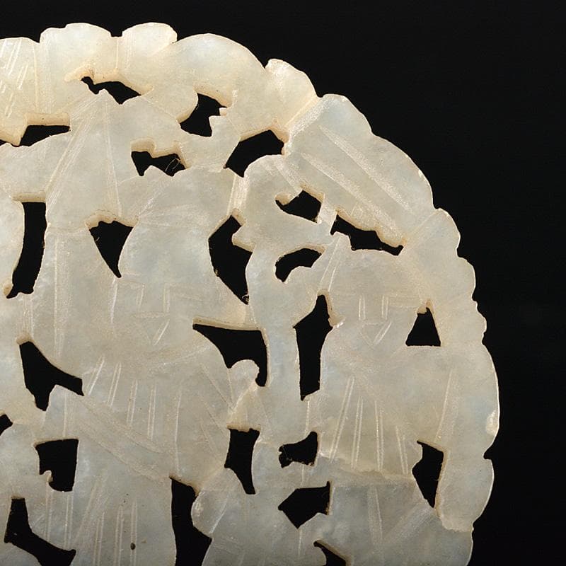 中国　玉石白玉彫刻　人物雕　玉器　玉珮　根付　C　R6197