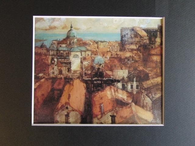 斉藤三郎、ドブロブニクの港町、希少画な集画、状態良好、新品高級額・額装付