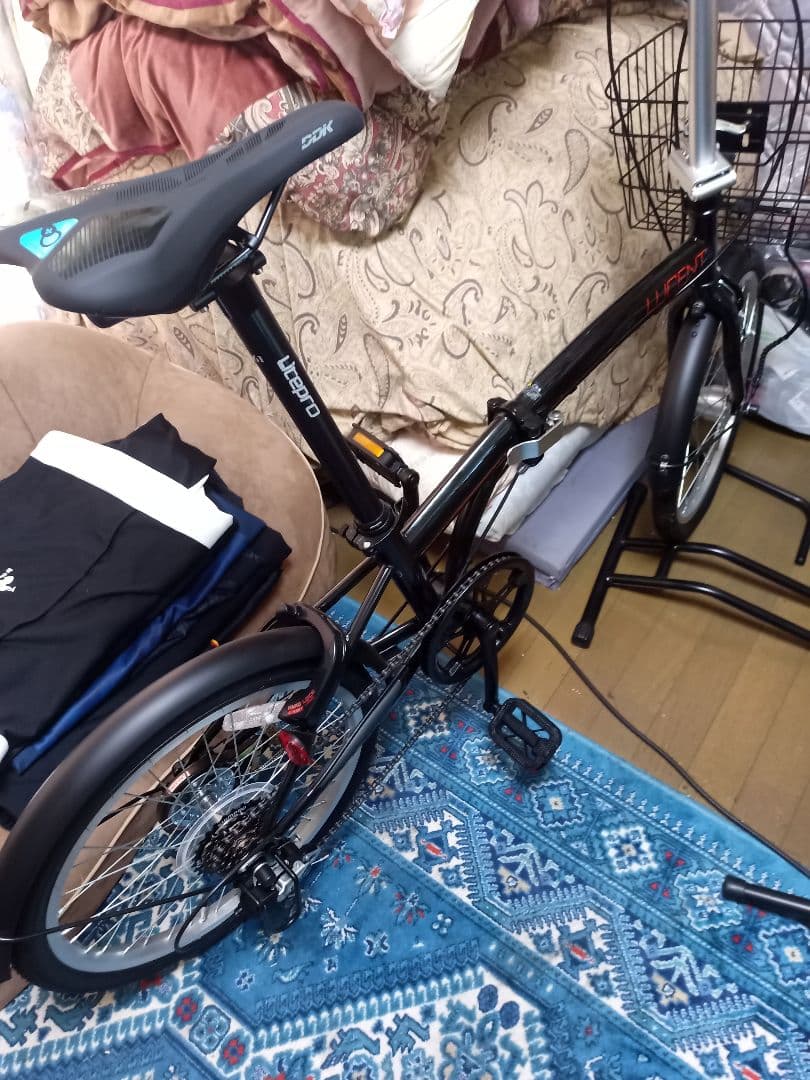 折りたたみ自転車 ブラック バスケット付き