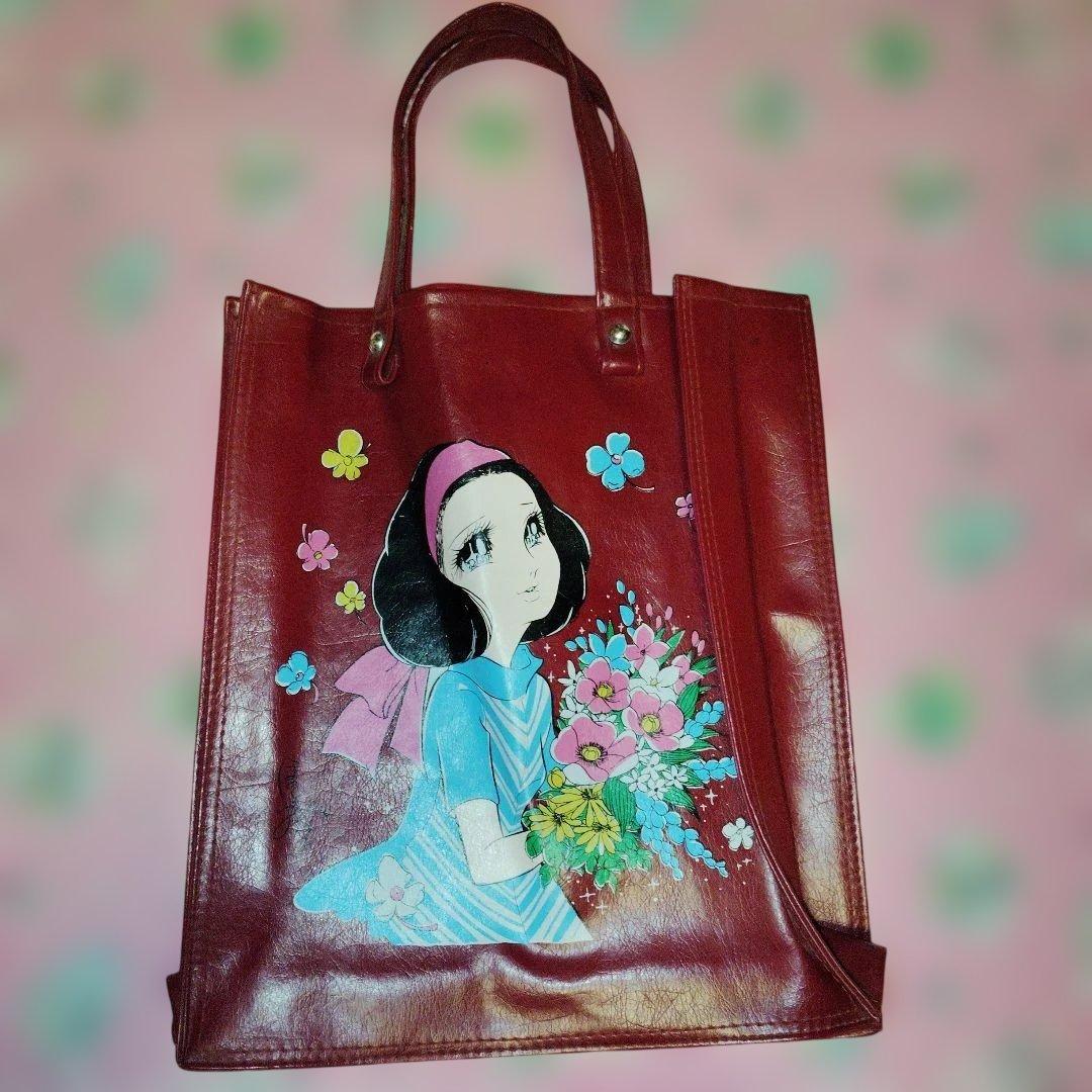 【希少】ほそのみちこ 赤 カバン 少女 レトロ 1970年代 細野みち子