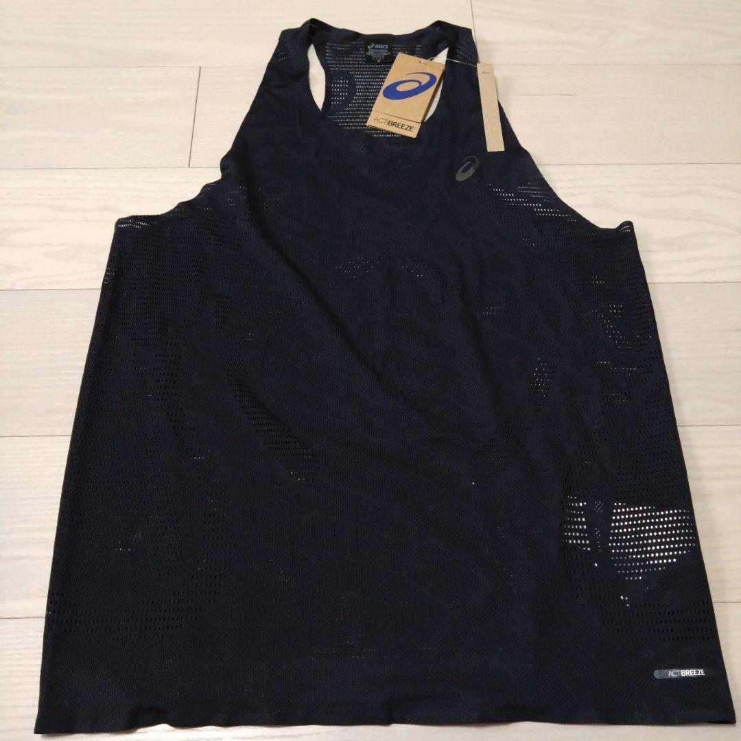 アシックス　シングレット TUN 黒 海外サイズM L