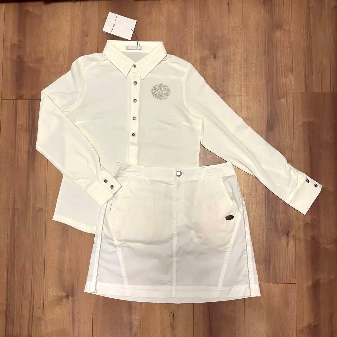 ヒールクリーク　長袖ポロシャツ　スカート　セットアップ　ホワイト　サイズ40