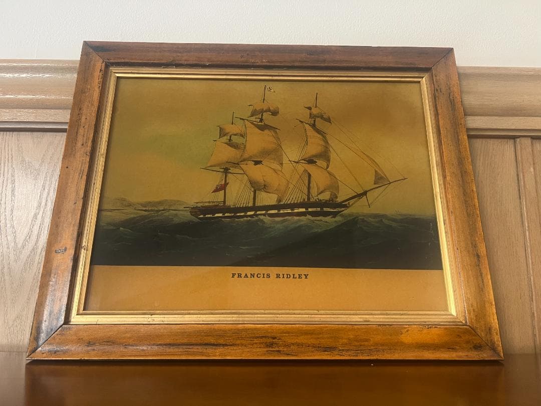 イギリス製グラスペインティング④　ヨットB　額入り　絵画