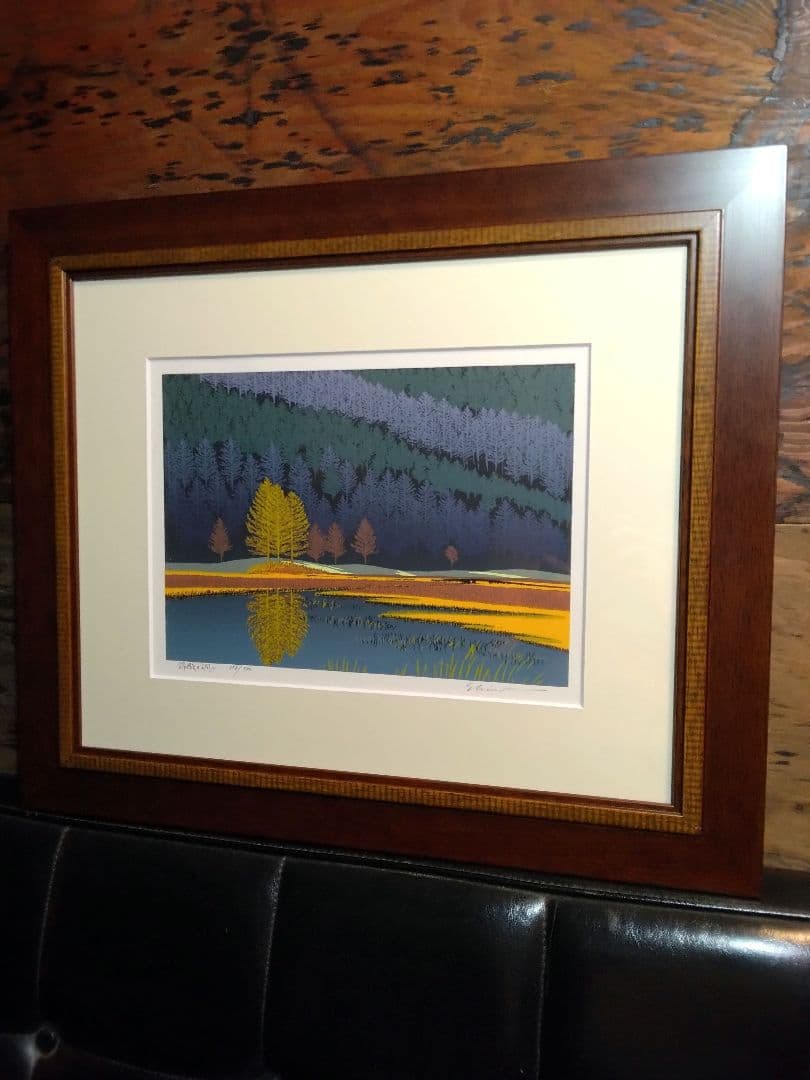 シルクスクリーン　版画　小暮真望「錦織の調べ」　限定500部 直筆サイン　裏書