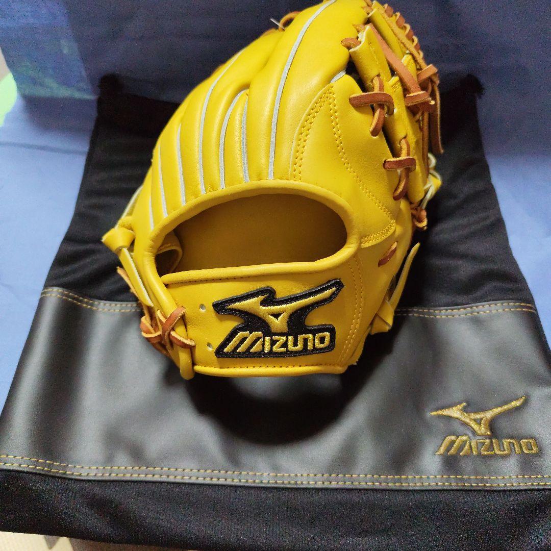 【早いもの勝ち】Mizuno pro 軟式グローブ イエロー 収納袋付き