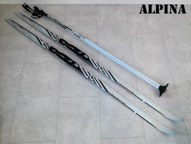 Alpina アルピナ Touring クロカン スキー板 178 ストック付き