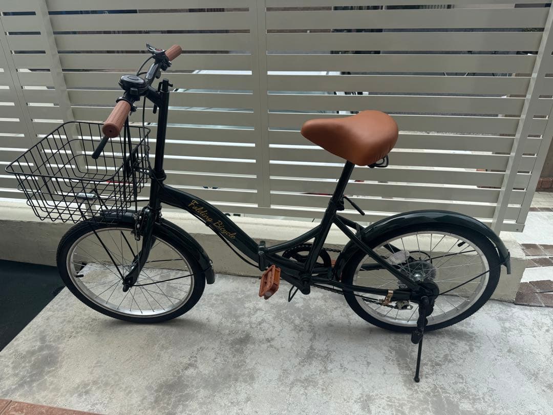ギア付き折りたたみ自転車　ダークグリーン