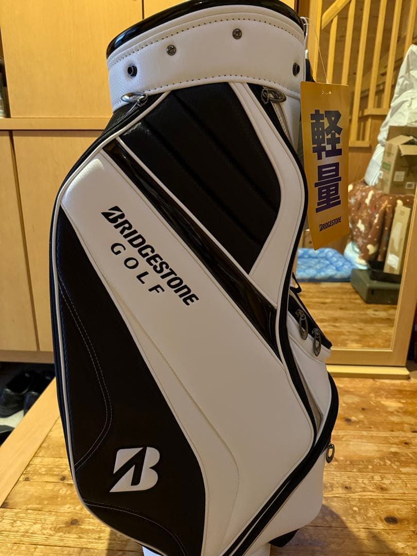 BRIDGESTONE ゴルフキャディバッグ 白黒 9型 新品、未使用品