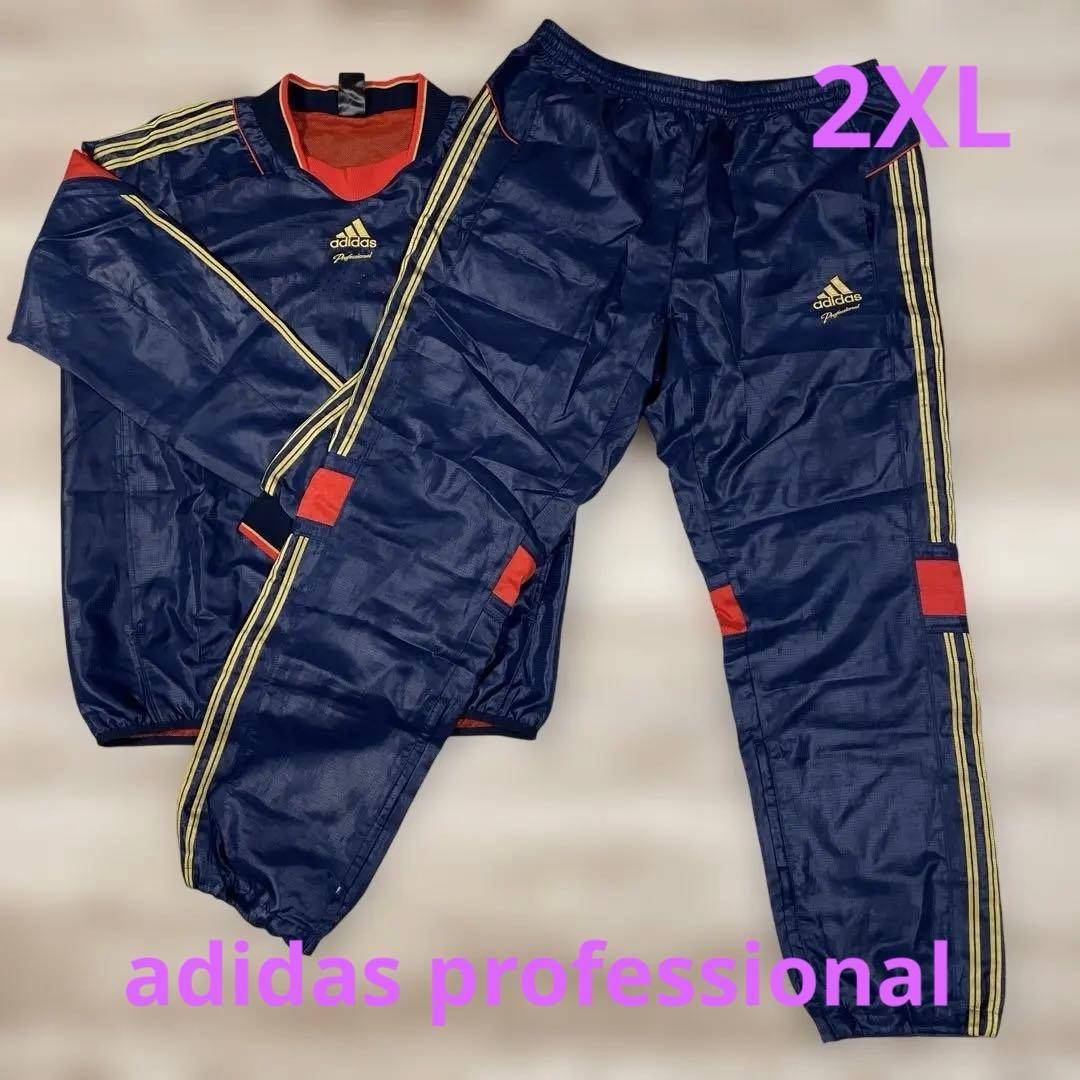 （美品）adidasトレーニングウェア ネイビーレッド 2XL 【大きいサイズ】