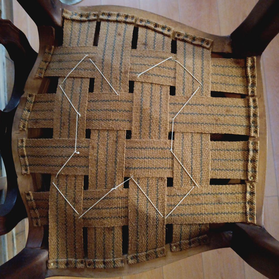 椅子２脚セット　ヴィクトリア時代のロココ・リバイバル• 麻布張りスプリング椅子