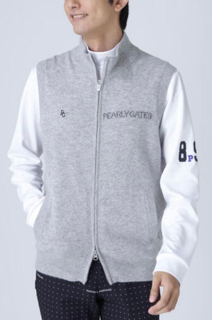 22様未使用級 パーリーゲイツ 現行 カシミヤ ジップニットベスト 定価3.7万