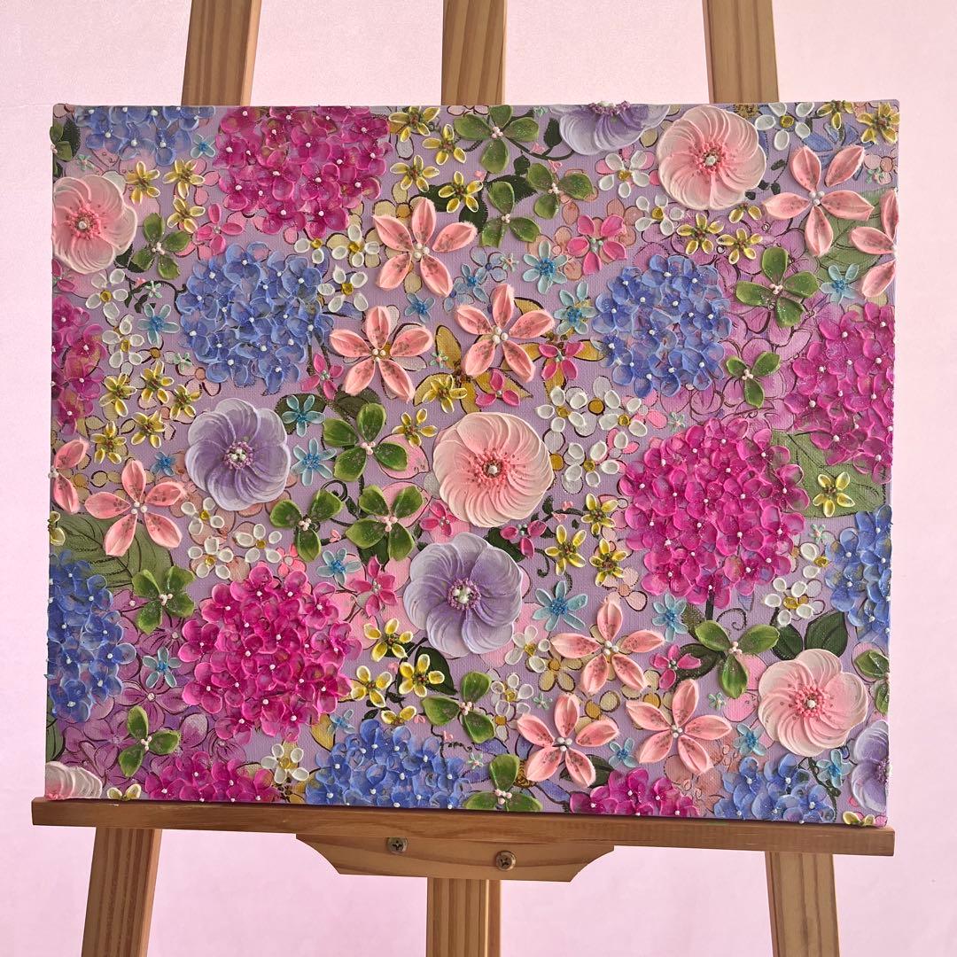 原画 フラワーアート 花の絵 花柄 ボタニカル 花図鑑　花　ガーデン 紫陽花