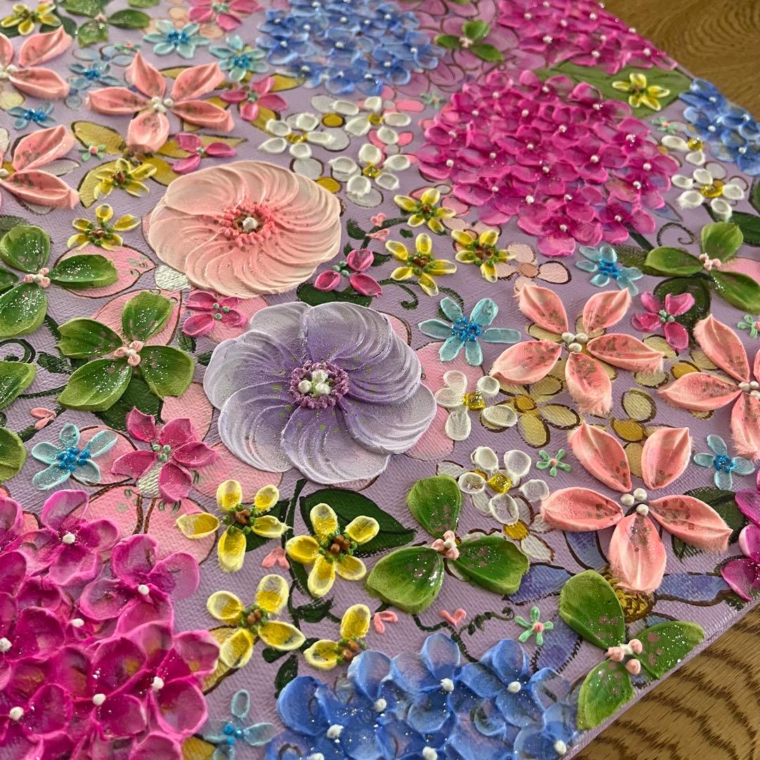 原画 フラワーアート 花の絵 花柄 ボタニカル 花図鑑　花　ガーデン 紫陽花