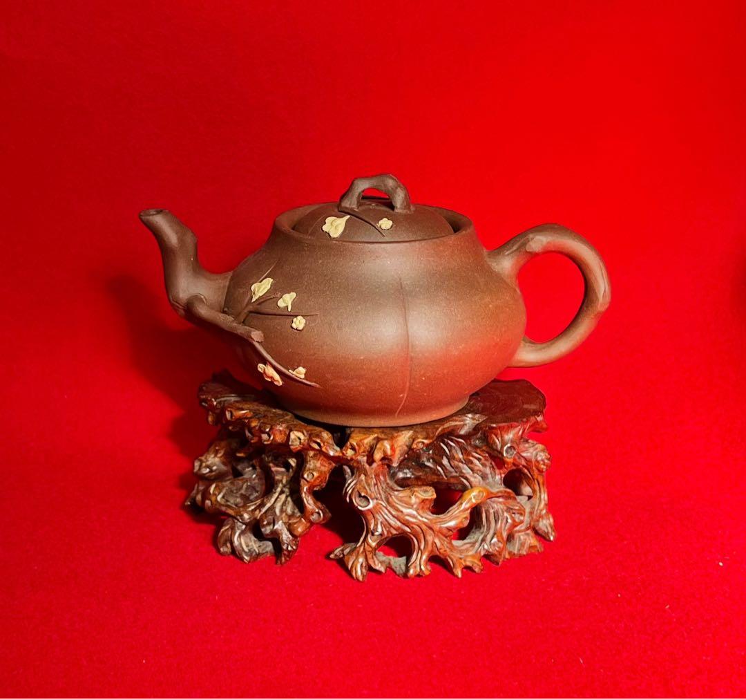 中國宜興 紫砂壺 急須 茶壺 茶器 茶道具 在銘 梅の壺