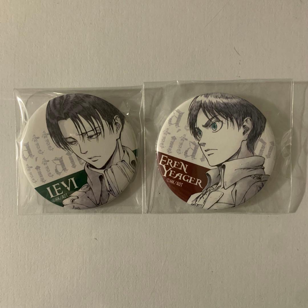【激レア】進撃の巨人 エレン リヴァイ wit 浅野恭司原画展 缶バッジ 2点