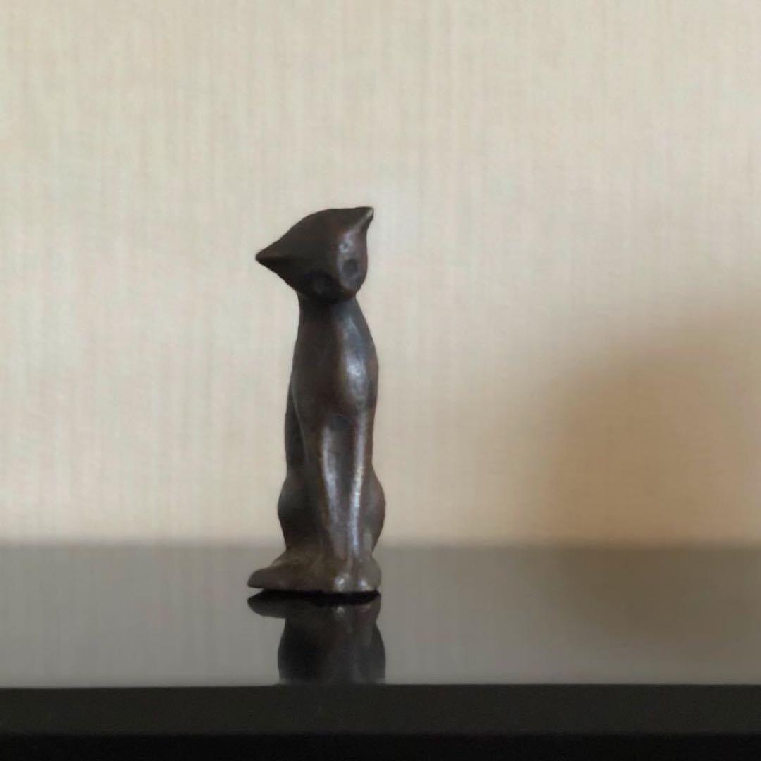 昭和レトロ　物憂げな猫　真鍮　照明のパーツ　猫　置物