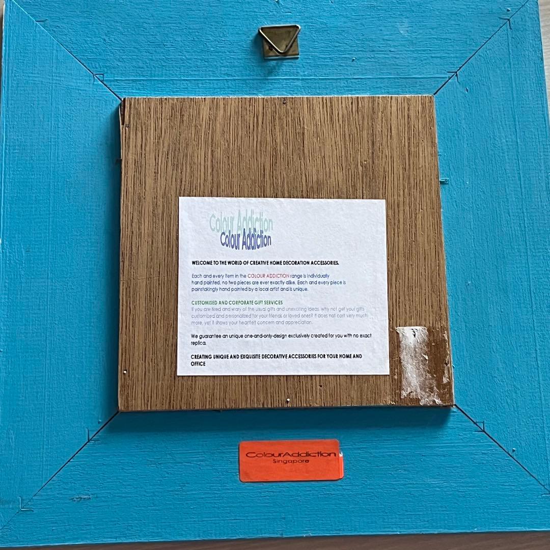 エナメル画　木地の額縁に着色