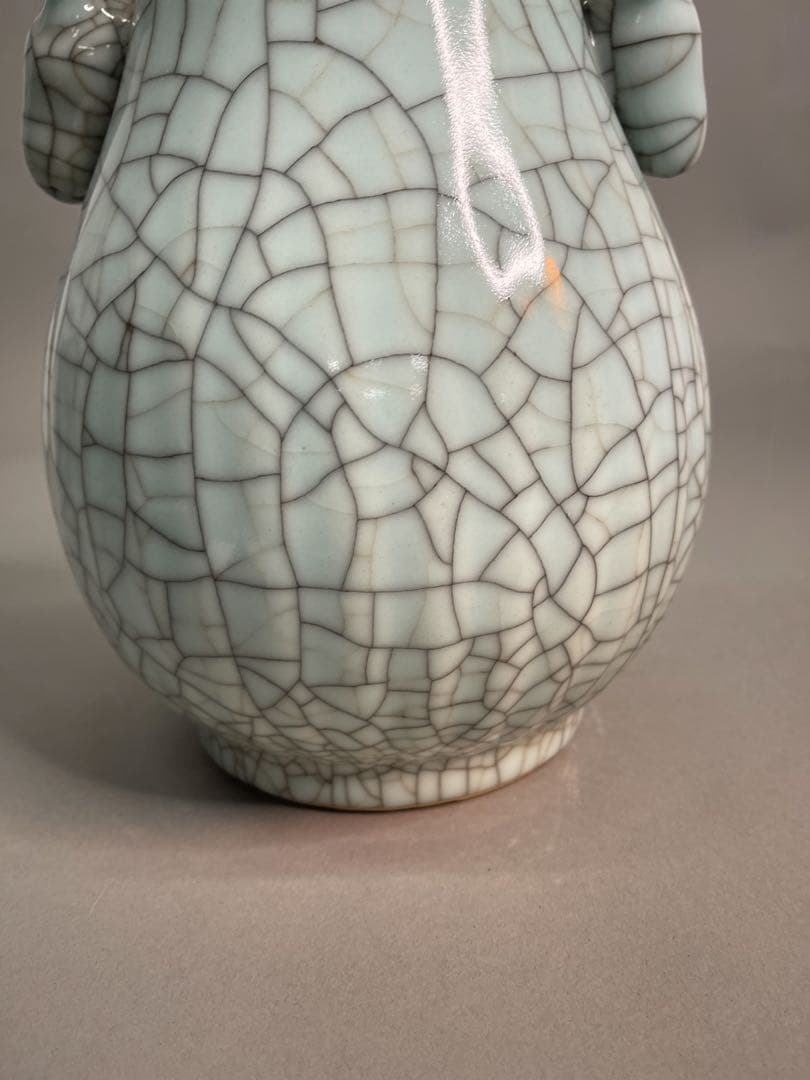 有款 青磁冰裂紋鹿耳瓶