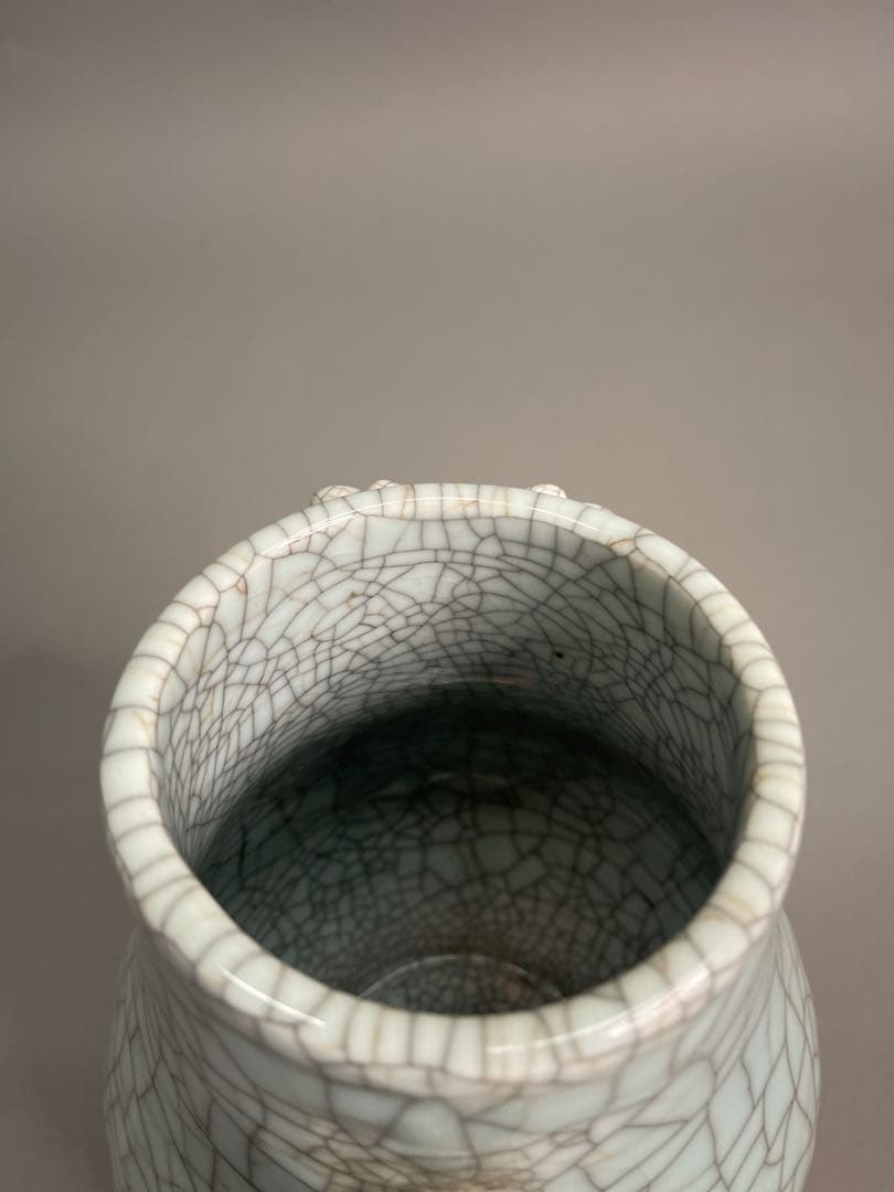 有款 青磁冰裂紋鹿耳瓶