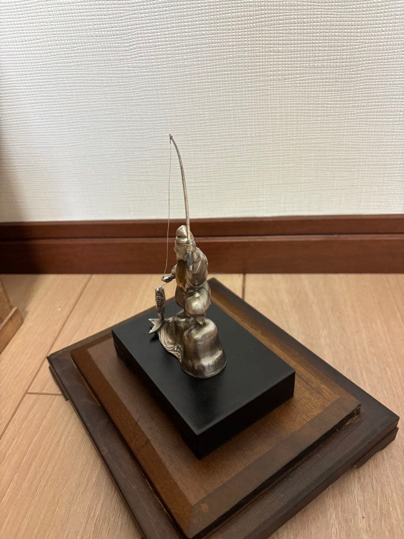 純銀製 恵比寿様 置物 ガラスケース・共箱付 縁起物 七福神