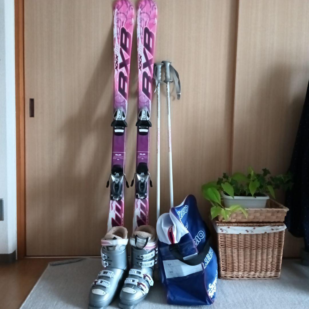 スキー板セット・ブーツ（専用袋付）・ストック　150㎝・24.5㎝