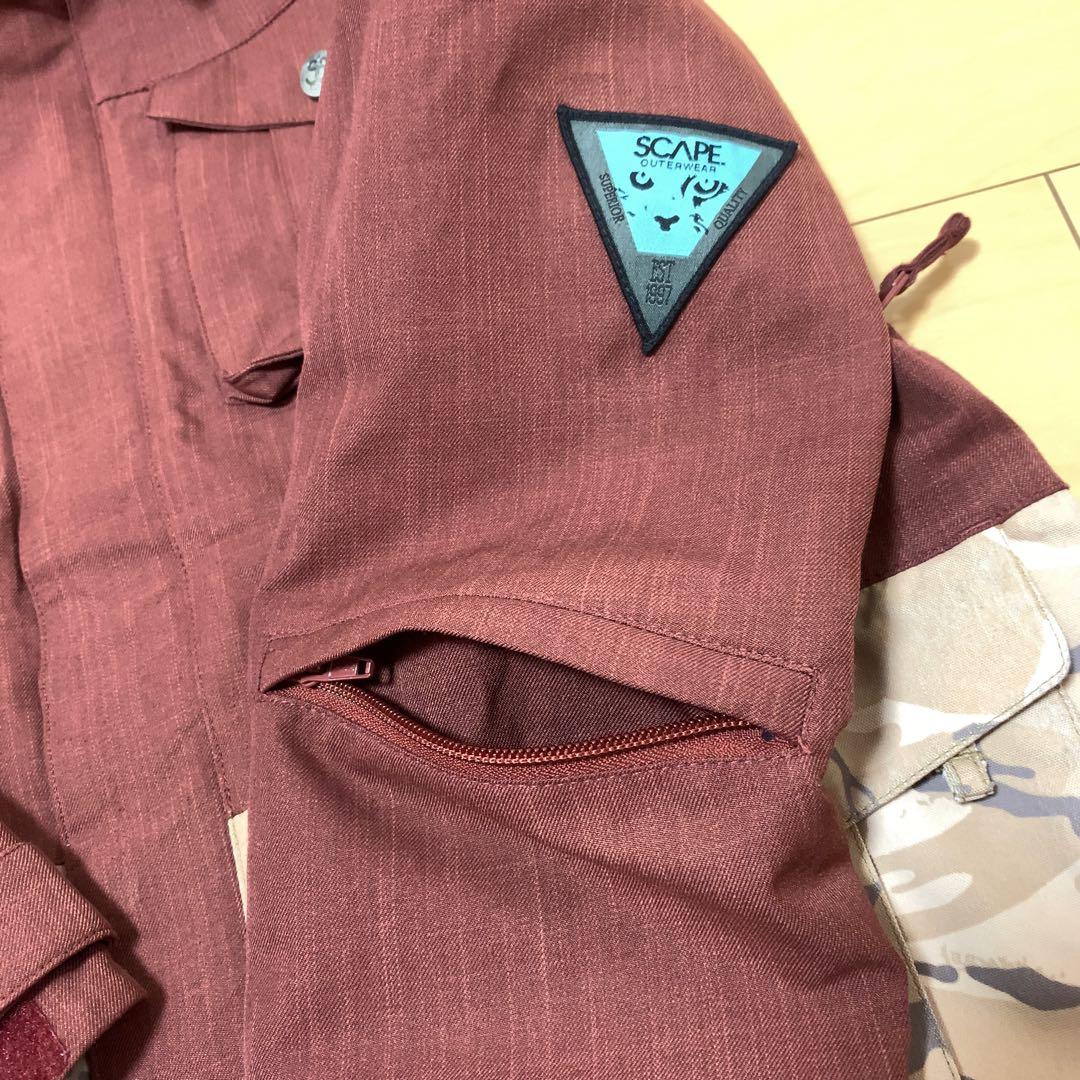 SCAPE スノーボード ジャケット レディース バーガンディ 迷彩 ムラスポ
