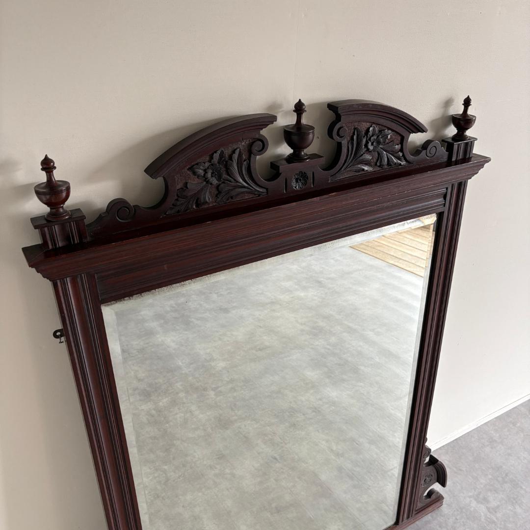 大きめ 英国ア ンティーク ミラー ペディメント装飾×ヴィクトリアン