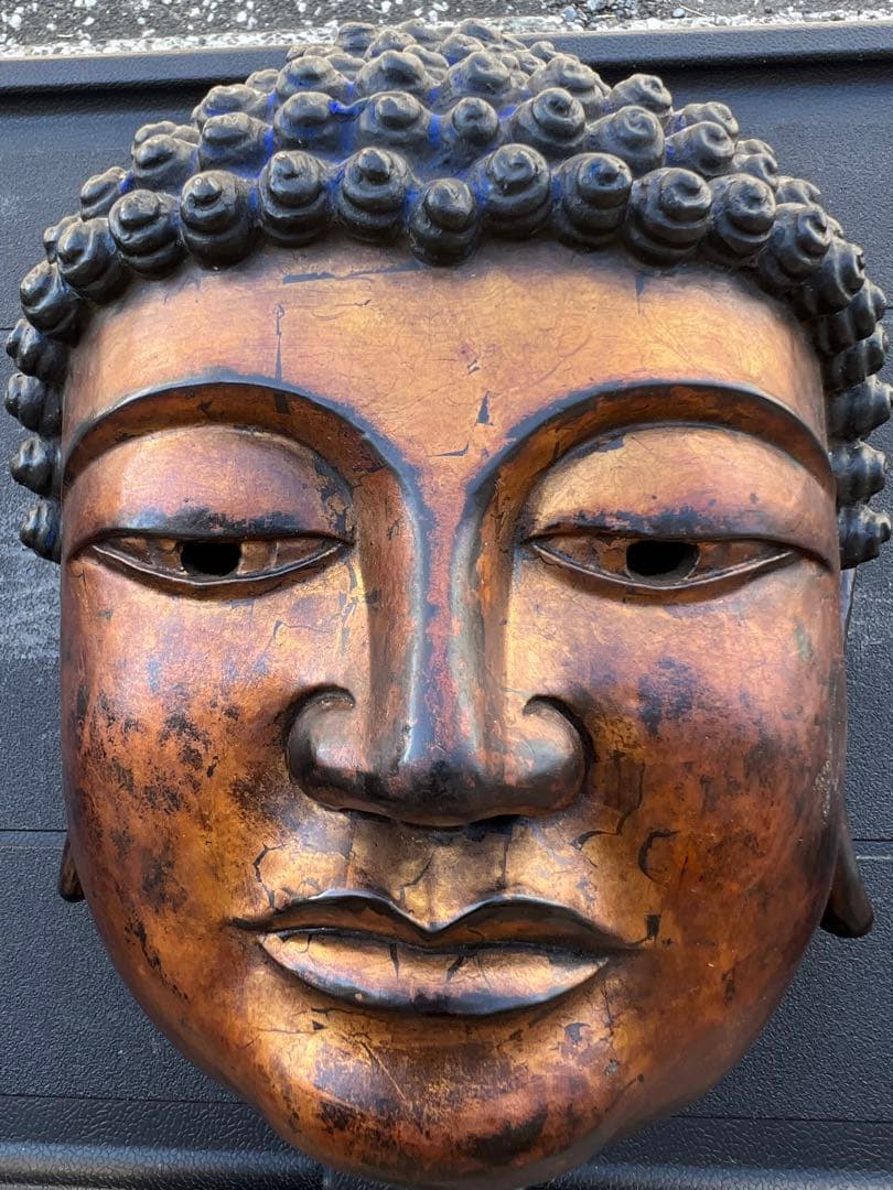 弥勒菩薩 面 東大寺 古楽面 能面 壁掛 置物 骨董 古物 古美術 JAPAN