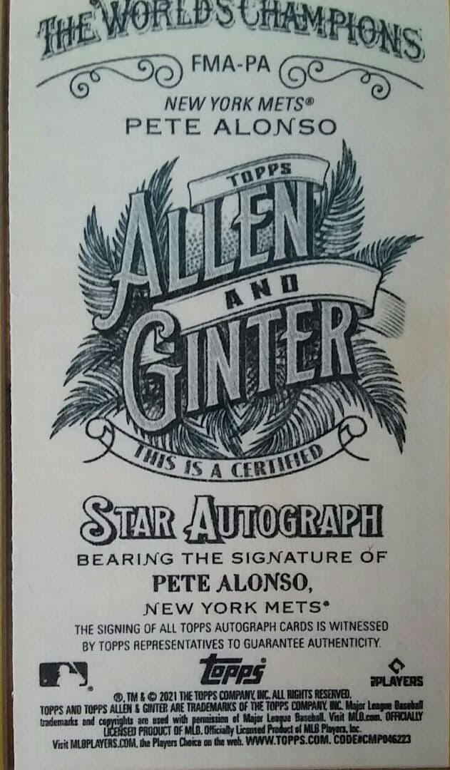 スポーツ選手 2021 Topps Allen&Ginter  FMA-PA