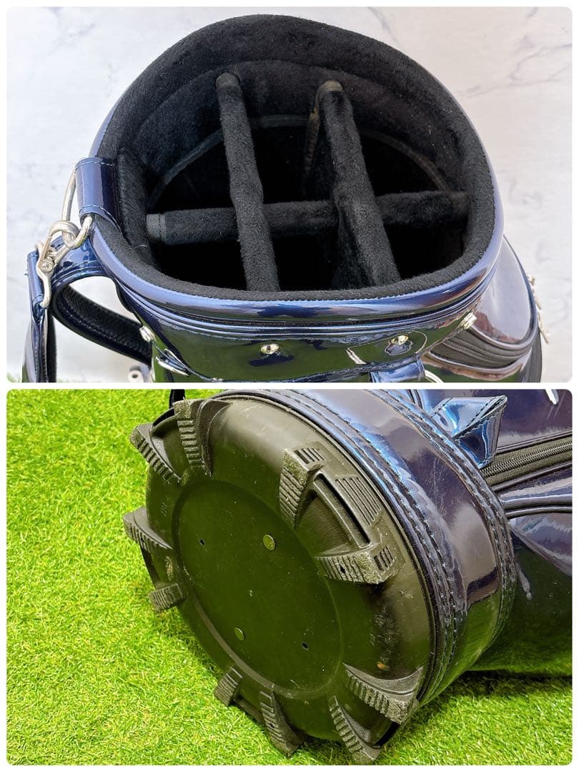 Mマンシングウェア　ゴルフクラブケース　キャディーバッグ　ネイビー　エナメル