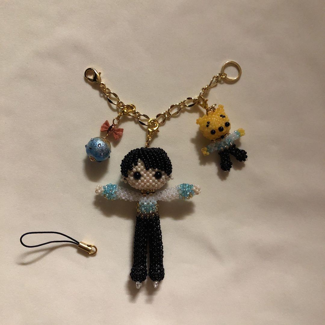 スケート好き男の子⭐︎あみぐるみビーズストラップチャーム⭐︎フィギュア⭐︎ハンドメイド