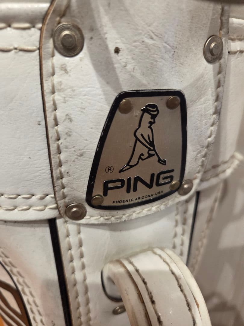【中古年代物】PING ホワイトレザーキャディバッグ
