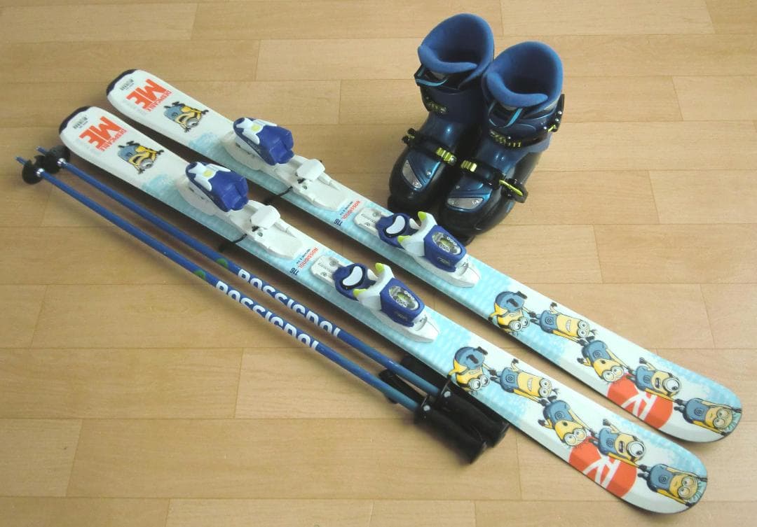 ■■送料無料■子供用スキーフルセット■板116靴22■WAX済■ミニオン■■