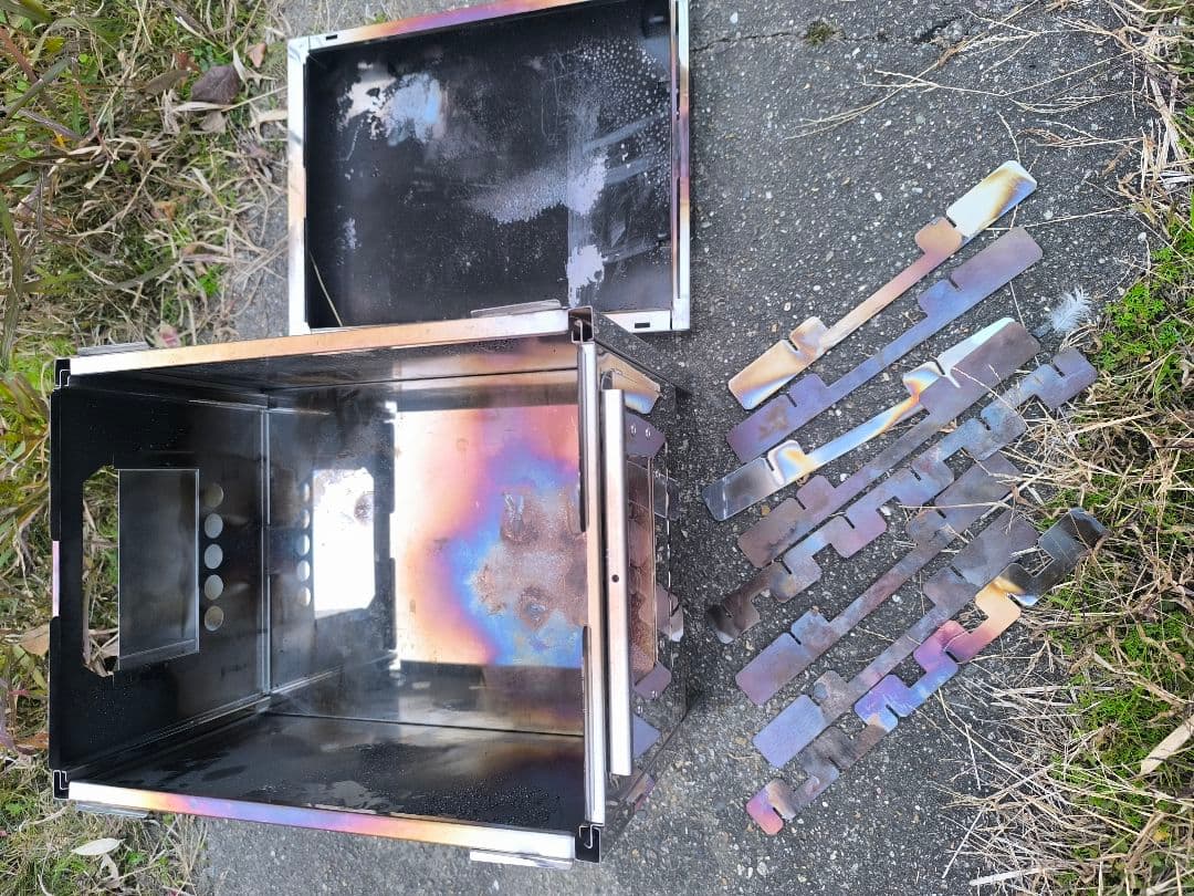 1回のみ使用　笑s焚き火の箱　イージーネオ？2m折り畳み煙突付 ほぼ歪みなし