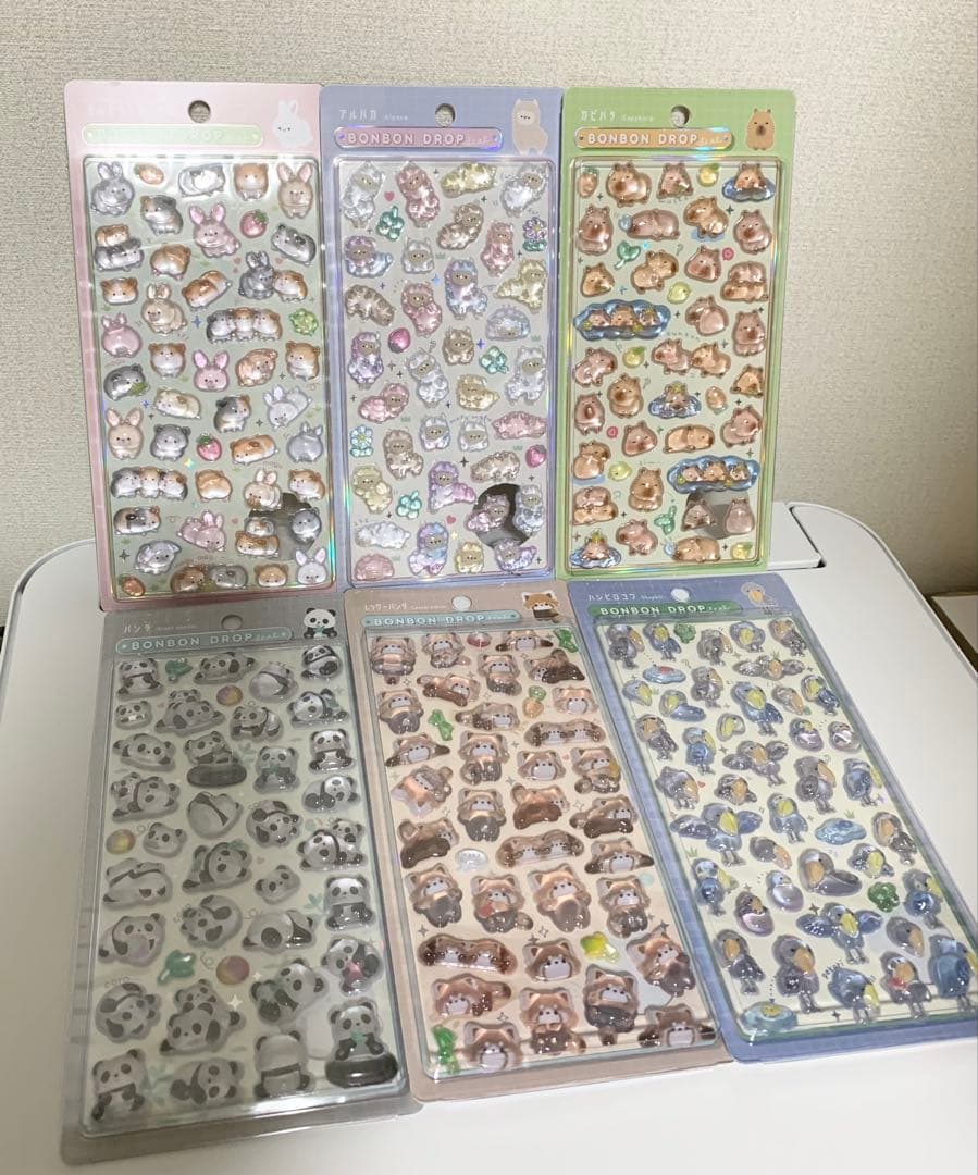 ボンボンドロップシール アニマル　動物　ハシビロコウ　パンダ　レッサーパンダ