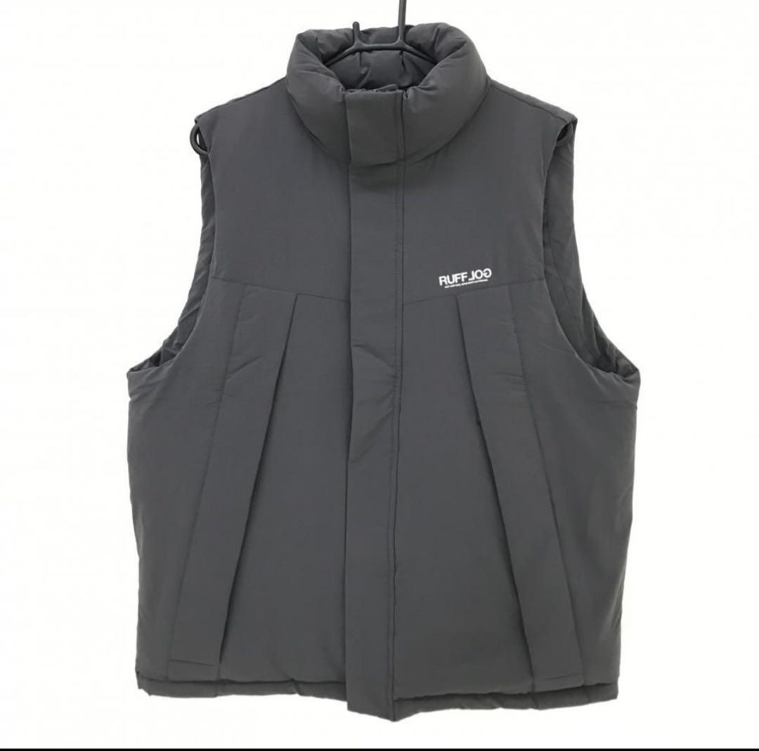 極美品　RUFFLOG ダウンベスト　グレーx白　XL