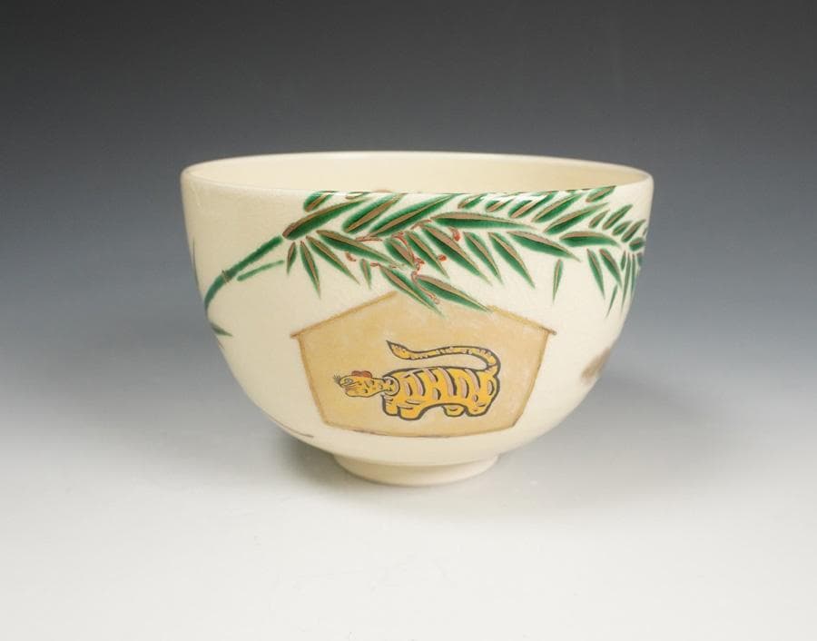 杉田祥平 色絵寅の絵馬画茶碗