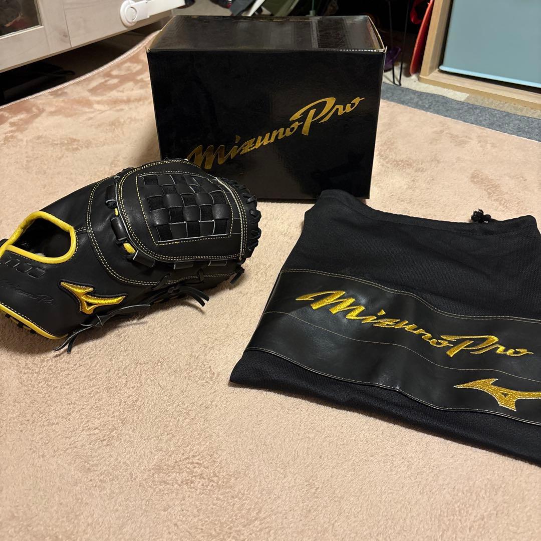 Mizuno Pro 軟式ファーストミット 黒 黄